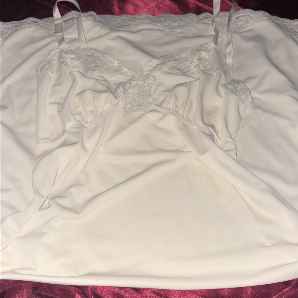 Elegant Cream Lace Trim Sleepwear Set